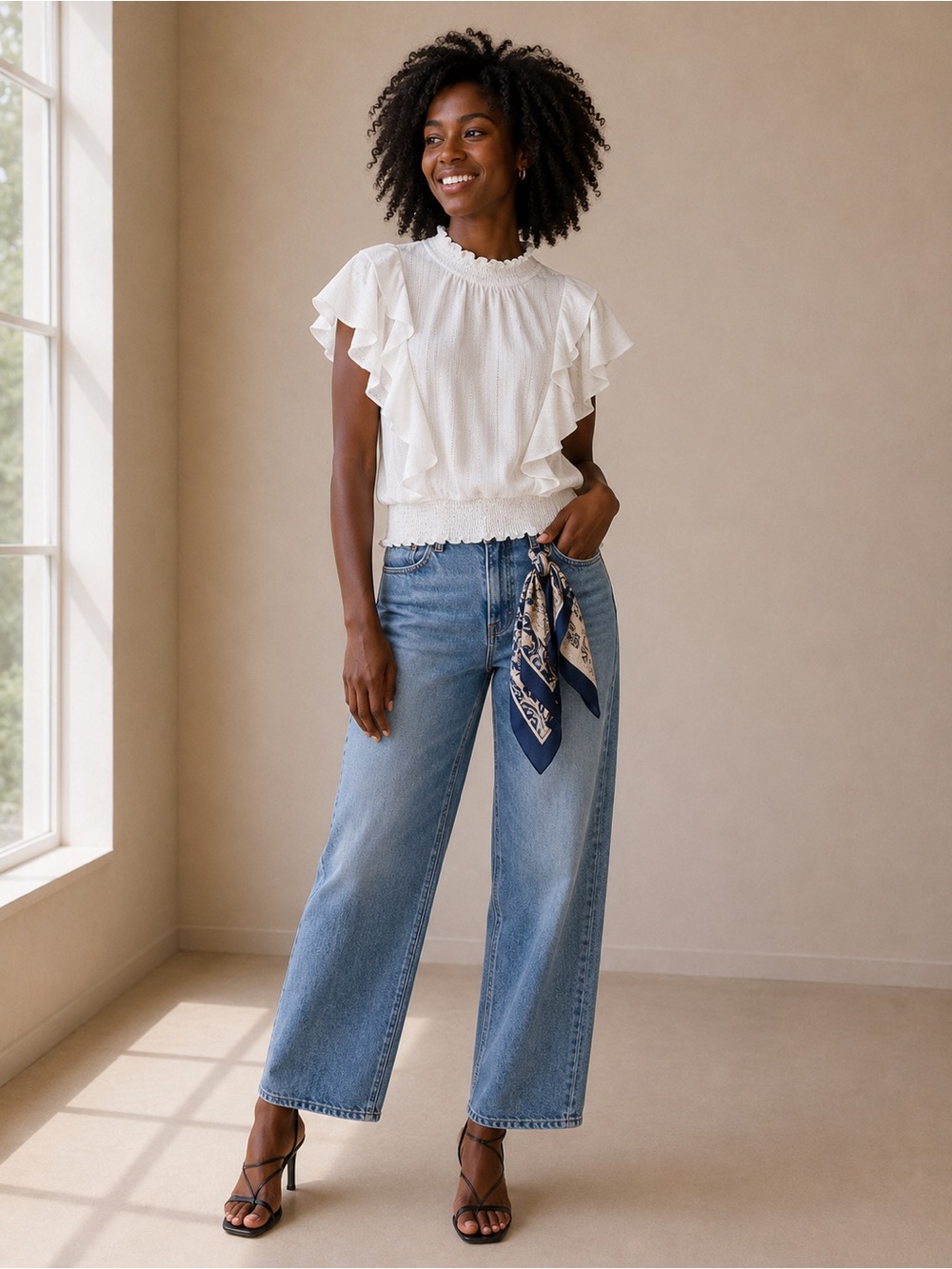 LOFT Ruffled Mock Neck Top